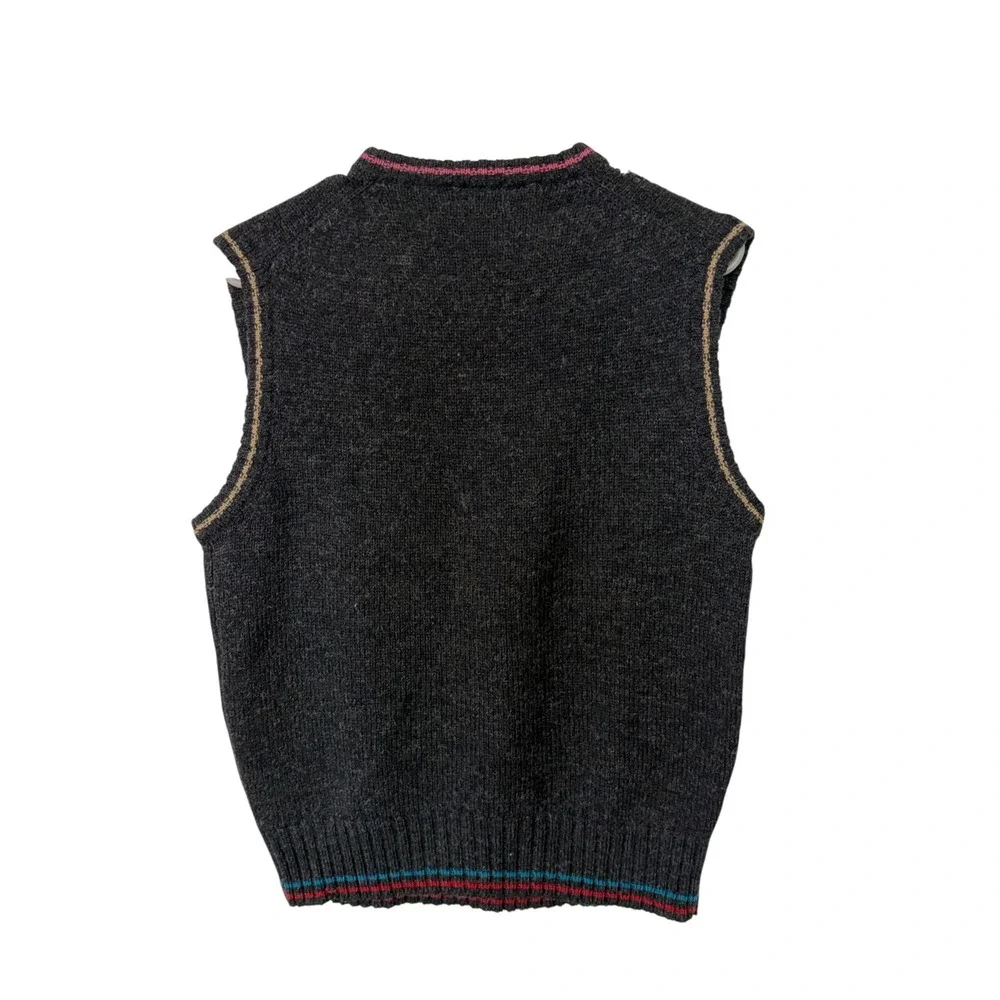 Goldwaters Gray Multicolor Geometric 100% Virgin Wool Sweater Vest, M